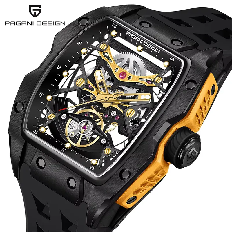 Pagani Design Skeleton Dia Black Strap Men's Watch- PD-YS018